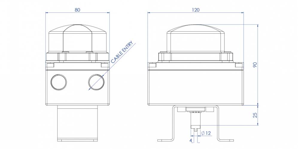 KS3F แบบกันระเบิด (ATEX) ทำจากอะลูมิเนียม พร้อมตัวบ่งชี้แบบแสง (ออปติคัล)